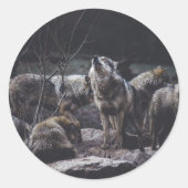 Wolf Pack Ronde Sticker (Voorkant)
