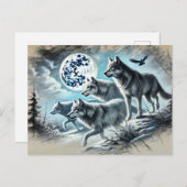 Wolf Pack Running in Moonlight Briefkaart (Voorkant / Achterkant)