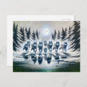 Wolf Pack Running Through a Winter Lake Briefkaart (Voorkant / Achterkant)