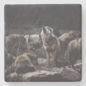 Wolf Pack Stenen Onderzetter (Voorkant)