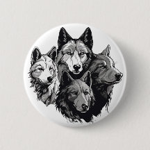 Wolf Pack Tribal Graphic Black en White Wolven
