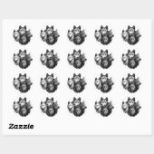 Wolf Pack Tribal Graphic Black en White Wolven Ronde Sticker (Vel)