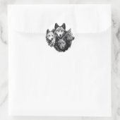 Wolf Pack Tribal Graphic Black en White Wolven Ronde Sticker (Tas)