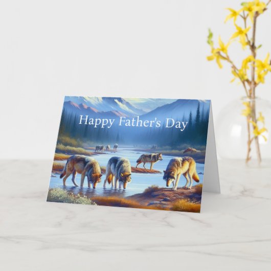 Wolf Pack Vaderdag Groet Kaart (Gele Bloem)
