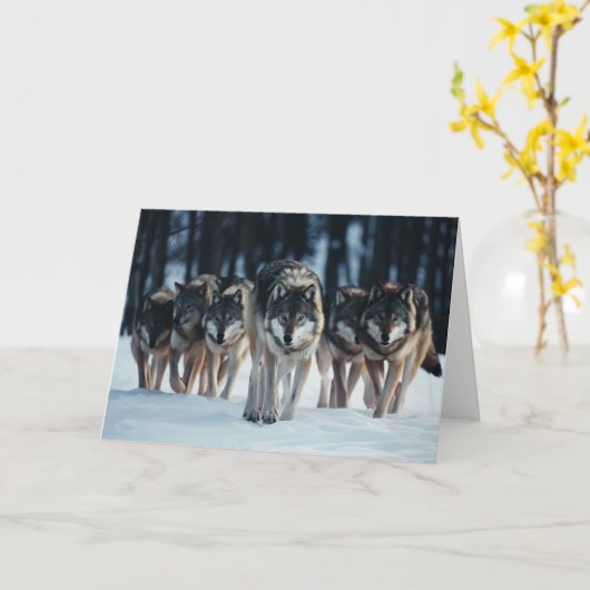 Wolf Pack Wenskaart Kaart (Gele Bloem)