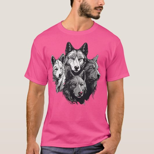 Wolf Pack Wolf Stencil Wolf Family T-shirt (Voorkant)
