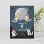 Wolf Pack Woodland Moon Howling Birthday Party Kaart (Staand voorkant)