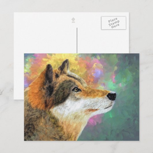 Wolf Painting-Briefkaart | Natuur Briefkaart (Voorkant / Achterkant)