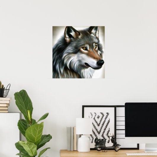 Wolf Painting Poster (Thuiskantoor)