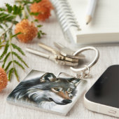 Wolf Painting Sleutelhanger (Voorkant Rechts)