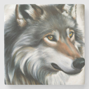 Wolf Painting Stenen Onderzetter