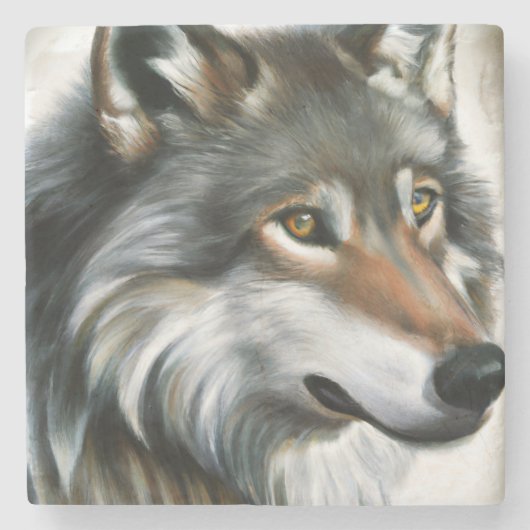Wolf Painting Stenen Onderzetter (Voorkant)