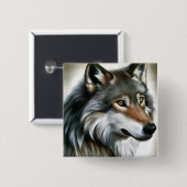 Wolf Painting Vierkante Button 5,1 Cm (Voorkant /achterkant)