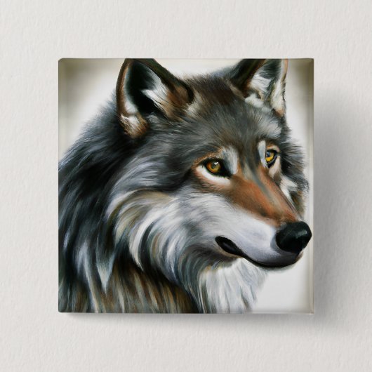 Wolf Painting Vierkante Button 5,1 Cm (Voorkant)