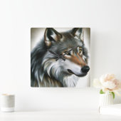 Wolf Painting Vierkante Klok (Huis)