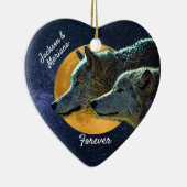 Wolf Pair en Full Moon Ceramic Ornament (Rechts)