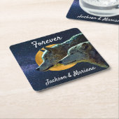 Wolf Pair en Full Moon Kartonnen Onderzetters (Schuin)