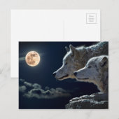 Wolf Pair Moon Night Gothic Fantasy Briefkaart (Voorkant / Achterkant)