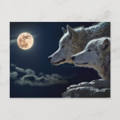Wolf Pair Moon Night Gothic Fantasy Briefkaart (Voorkant)