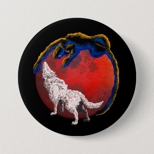 Wolf Panther Maanverduistering Knop Ronde Button 7,6 Cm (Voorkant)