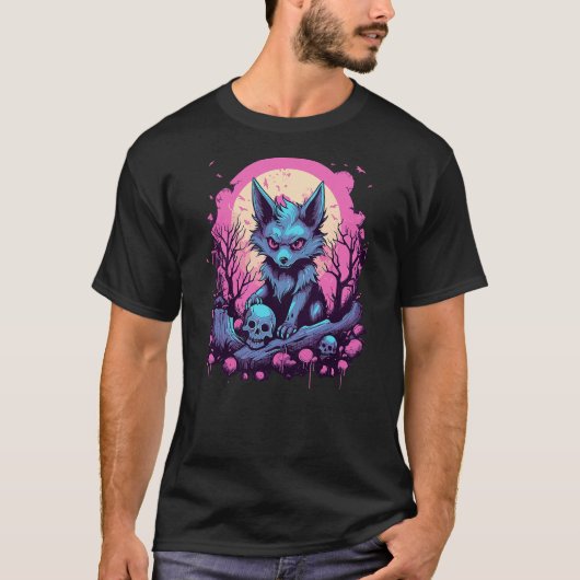 Wolf Pastel Goth Kawaii Cute Creepy Cool Stuff T-shirt (Voorkant)