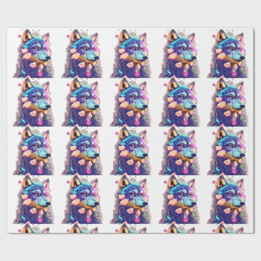 Wolf patroon op te helderen cadeaupapier (Vlak)