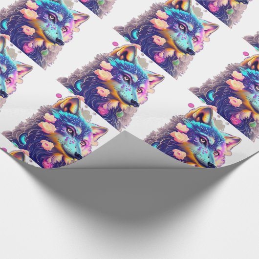 Wolf patroon op te helderen cadeaupapier (Hoek)