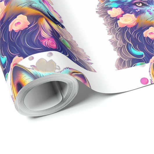 Wolf patroon op te helderen cadeaupapier (Rol Hoek)