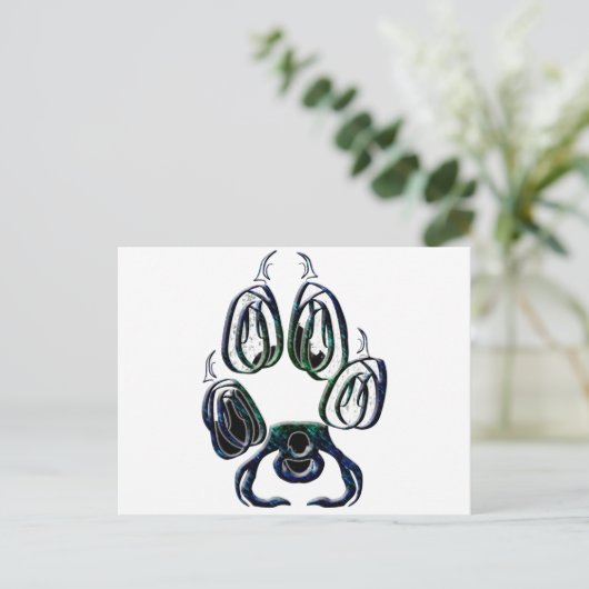 Wolf Paw Print Briefkaart (Staand voorkant)