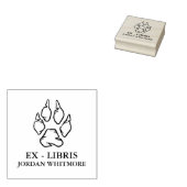 Wolf Paw Print Ex Libris Aangepaste Naam Rubberstempel (Gestempeld)