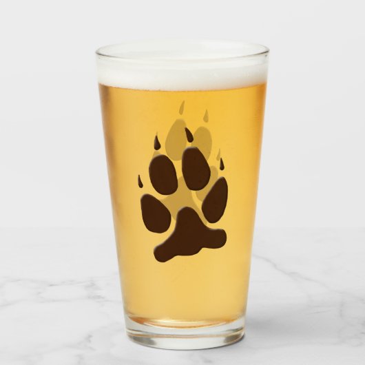 Wolf Paw Print Glas (Voorkant gevuld)