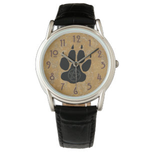 Wolf Paw Print met Pentacle Watch Horloge