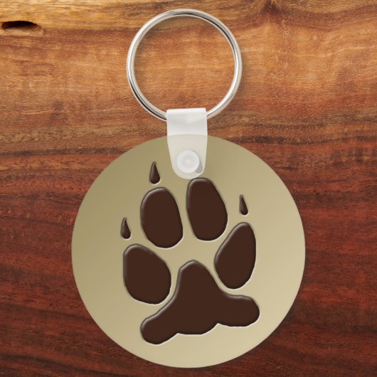 Wolf Paw Print Sleutelhanger (Voorkant)