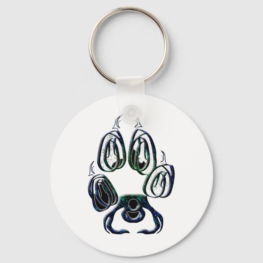 Wolf Paw Print Sleutelhanger (Voorkant)