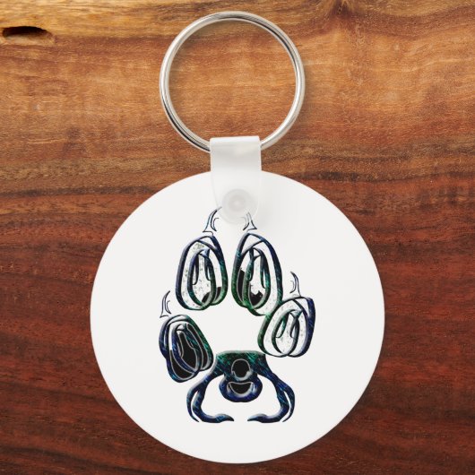 Wolf Paw Print Sleutelhanger (Voorkant)