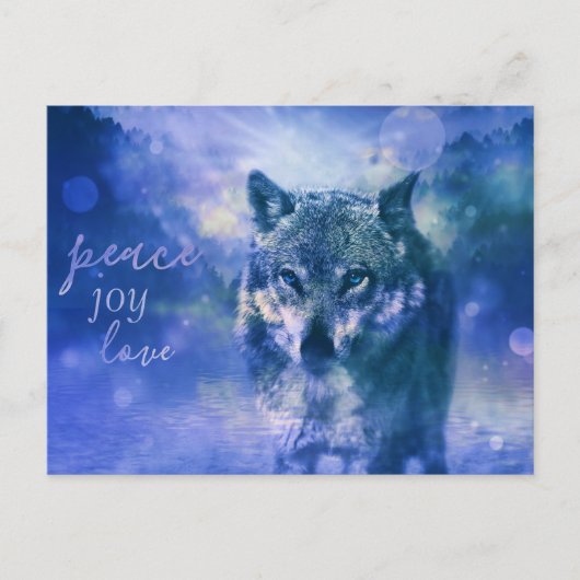 Wolf Peace Joy Love New Year Briefkaart (Voorkant)
