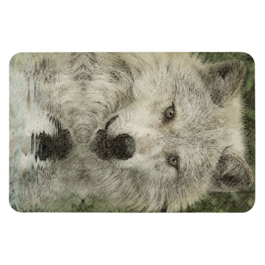 Wolf Pencil Drawing Art Magnet Magneet (Horizontaal)