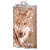 Wolf Pencil Schetch Afbeelding personaliseren Heupfles (Links)