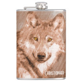 Wolf Pencil Schetch Afbeelding personaliseren Heupfles (Voorkant)