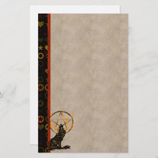 Wolf Pentagram Briefpapier (Voorkant / Achterkant)