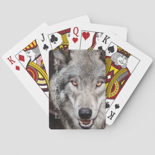 Wolf Photo - Persoonlijke naam Pokerkaarten (Achterkant)