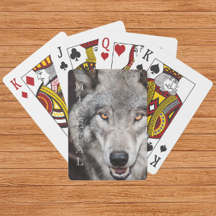 Wolf Photo - Persoonlijke naam Pokerkaarten