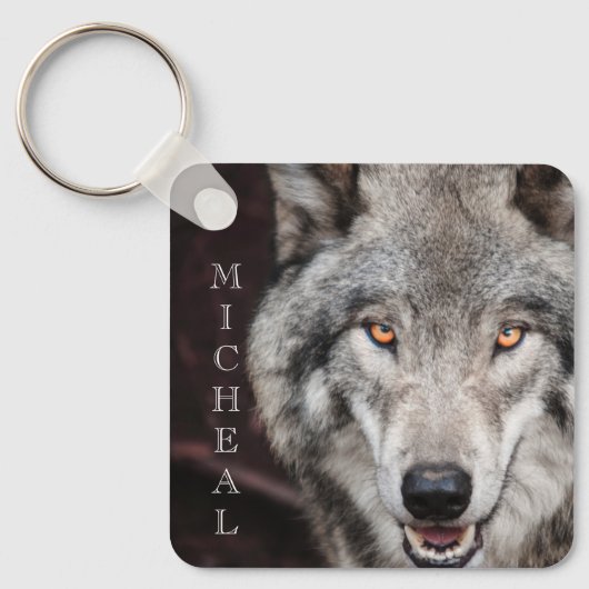 Wolf Photo - Persoonlijke naam Sleutelhanger (Voorkant)