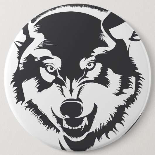 Wolf Pinback Knop Ronde Button 6,0 Cm (Voorkant)