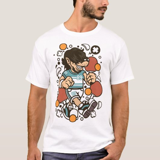 Wolf ping pong t-shirt (Voorkant)