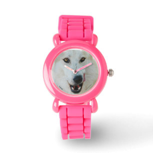 Wolf Pink Glitter Horloge