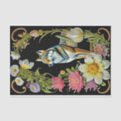 Wolf Pink Yellow Floral Artwork Tissuepapier (Voorkant)