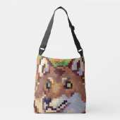 Wolf pixelart, Pixel Art  Crossbody Tas (Voorkant)