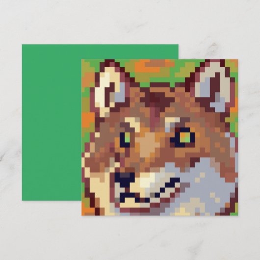 Wolf pixelart, Pixel Art  Feestdagenkaart (Voorkant / Achterkant)