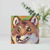 Wolf pixelart, Pixel Art  Feestdagenkaart (Staand voorkant)